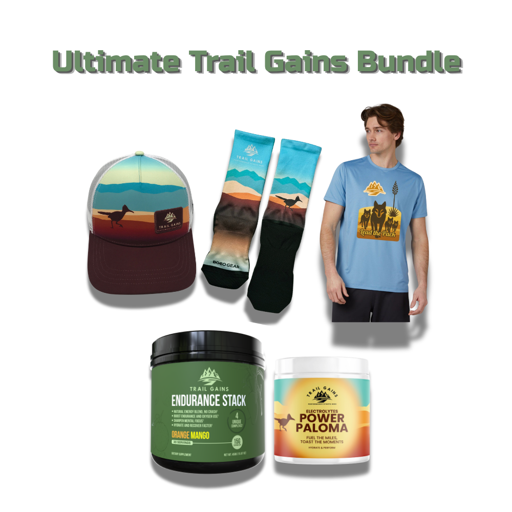 Ultimate Bundle - Endurance Stack Tub + Power Paloma Electrolytes + Trail Gains Socks - Roadrunner Edition + Technical Trucker Hat - Roadrunner Edition + Wolf Pack Cooling Performance T-Shirt