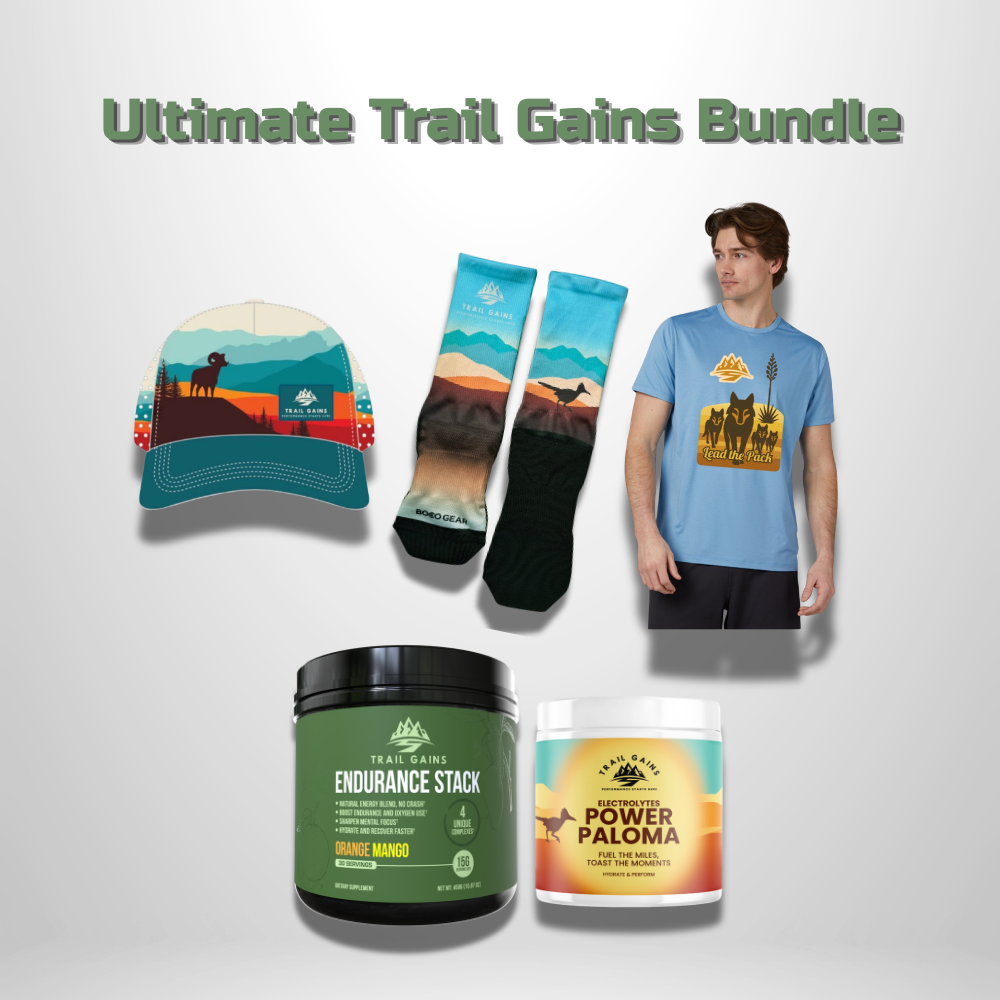 Ultimate Bundle - Endurance Stack Tub + Power Paloma Electrolytes + Trail Gains Socks - Roadrunner Edition + Technical Trucker Hat - Roadrunner Edition + Wolf Pack Cooling Performance T-Shirt